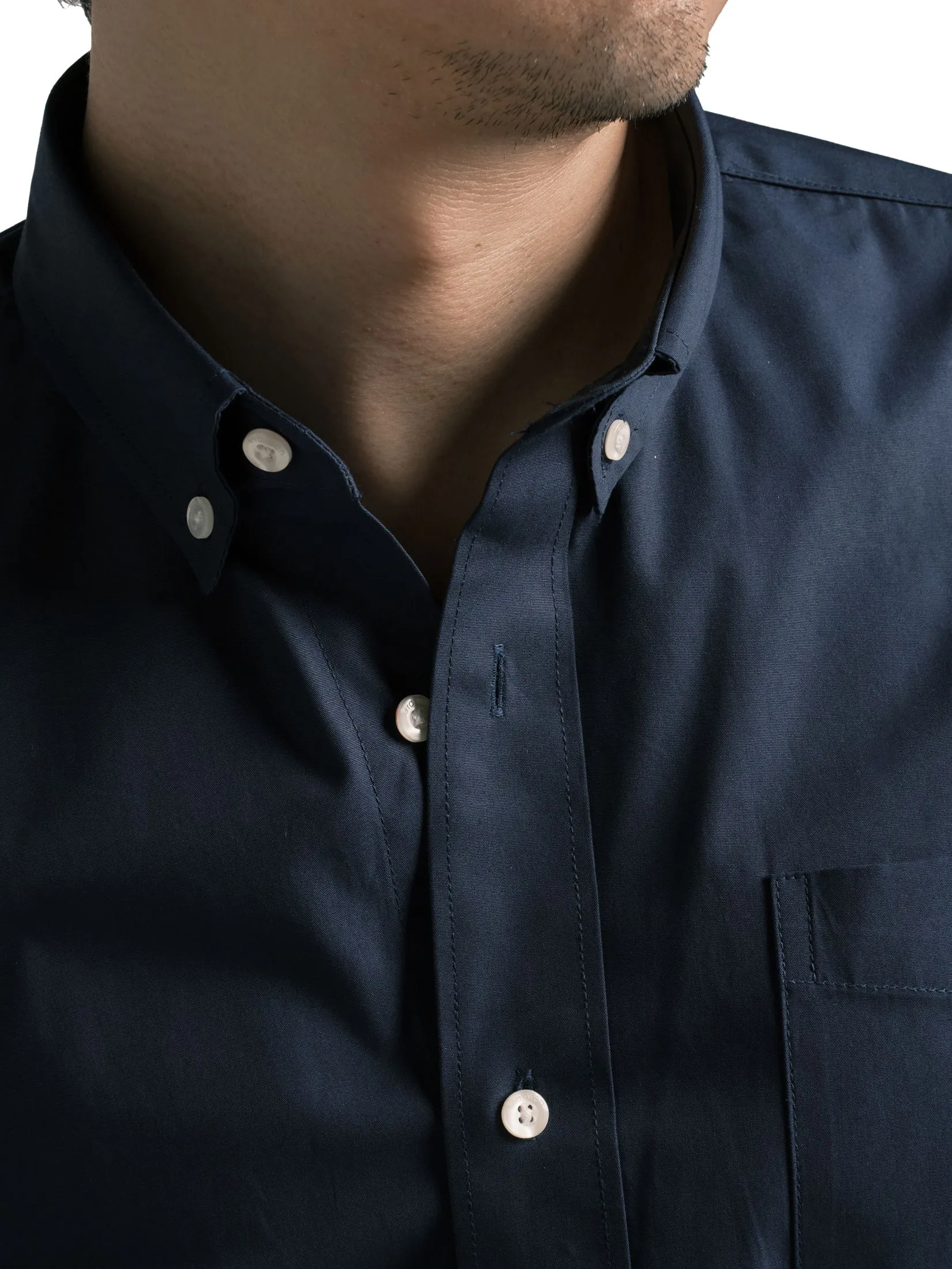 ERA-WON MEN SHIRT LONG SLEEVES BUSINESS SHIRT NAVY BLUE