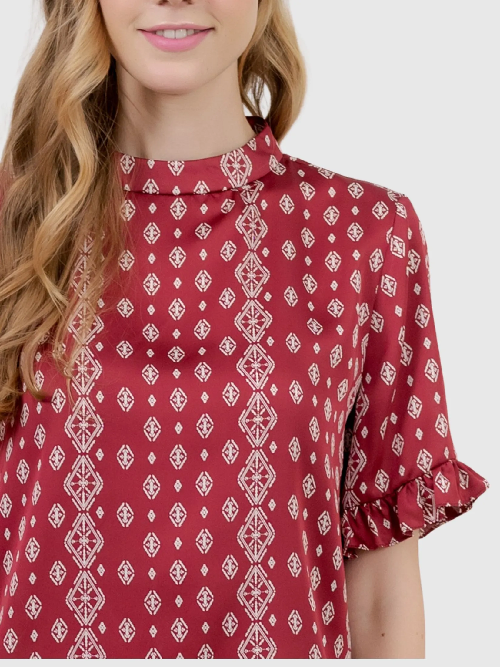 AMILA Women Blouse Vintage Red