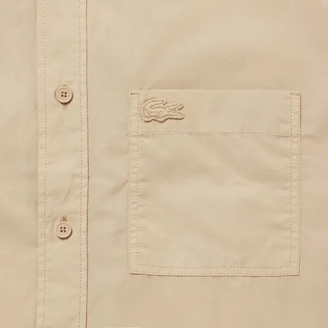 LACOSTE Relaxed Fit Natural Dyed Poplin Shirt Beige