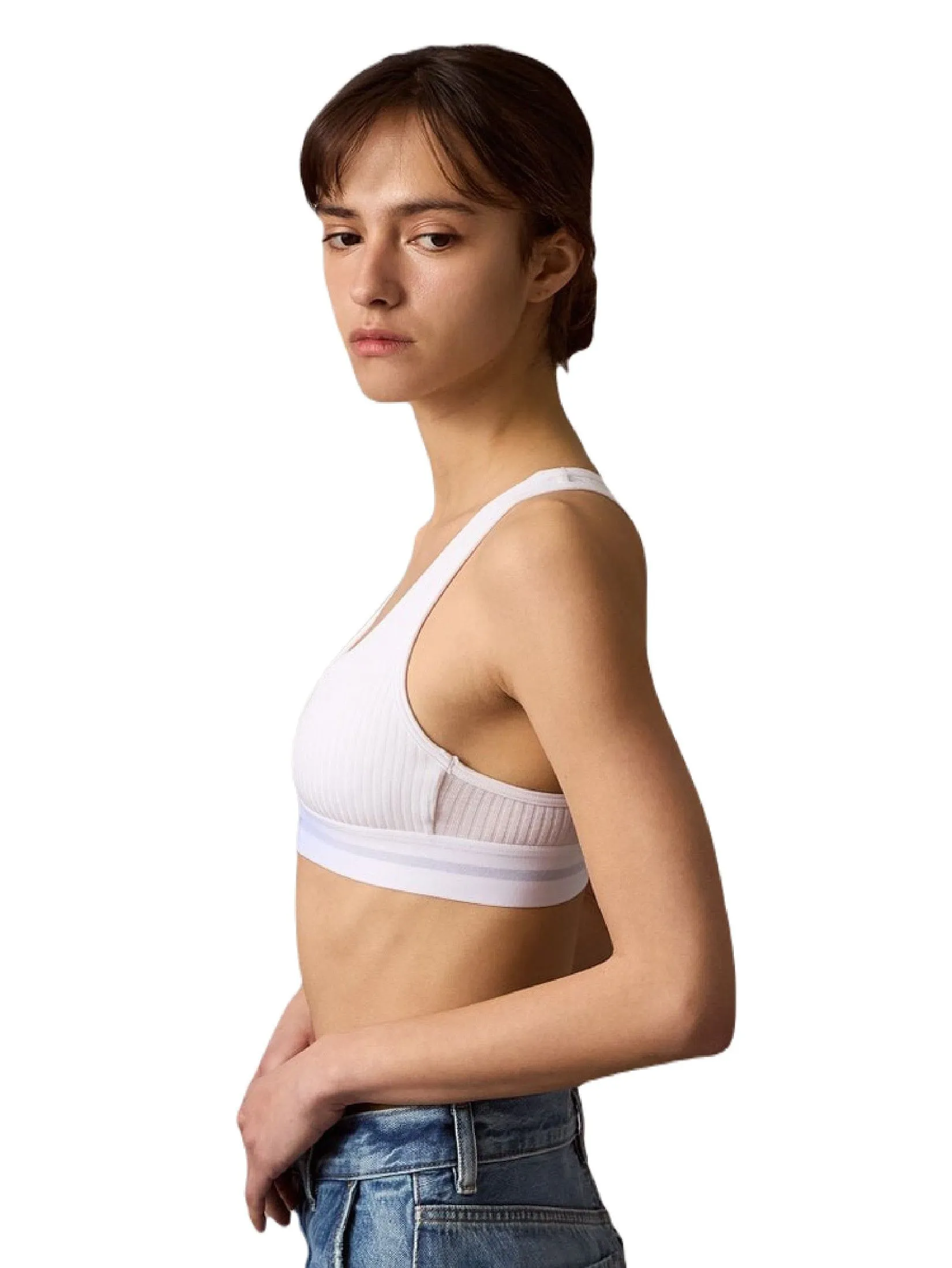 CALVIN KLEIN Women's Modern Rib Lightly Lined Bralette White