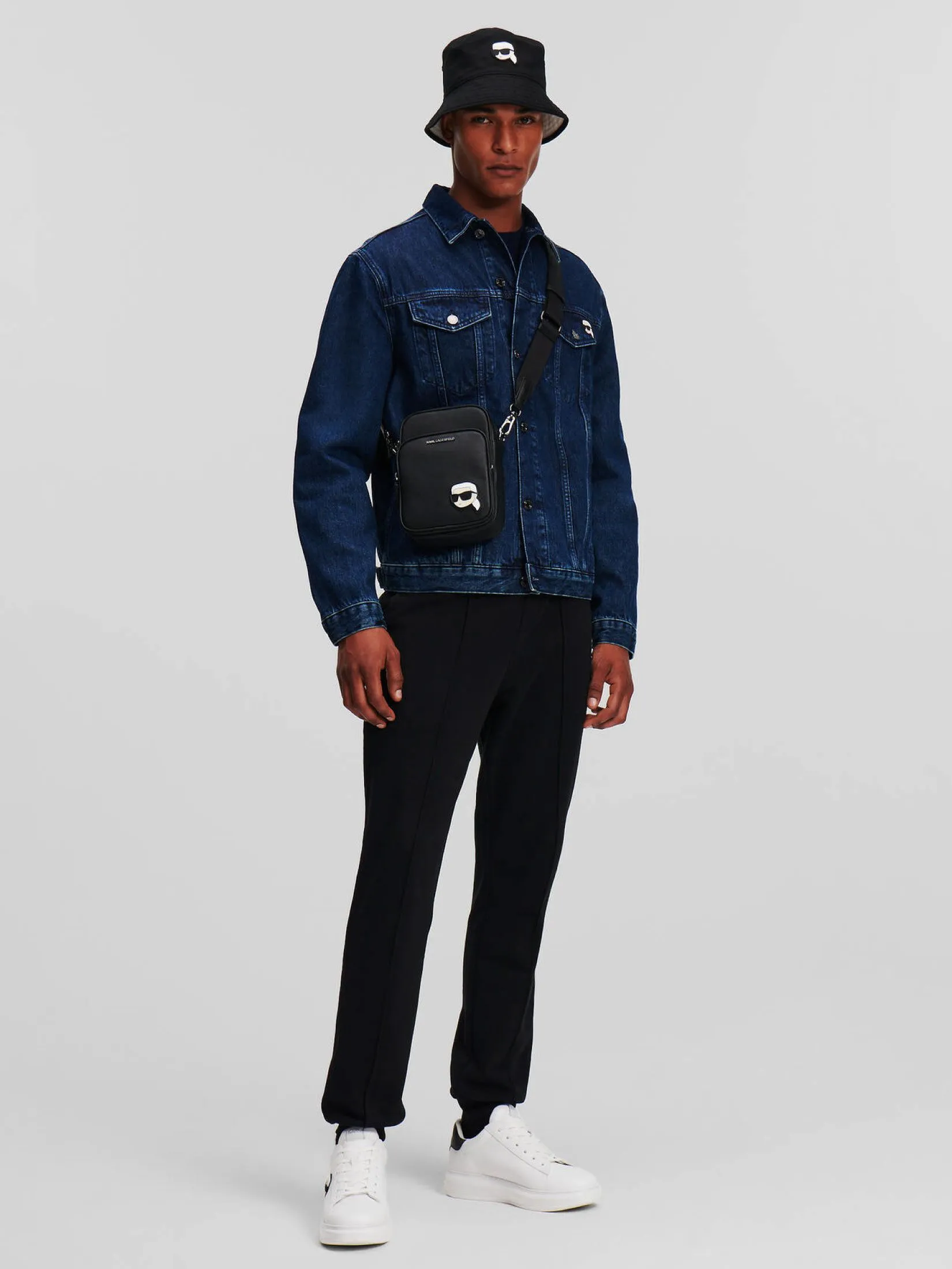 KARL LAGERFELD IKONIK 2.0 SLIM DENIM JACKET DARK BLUE DENIM