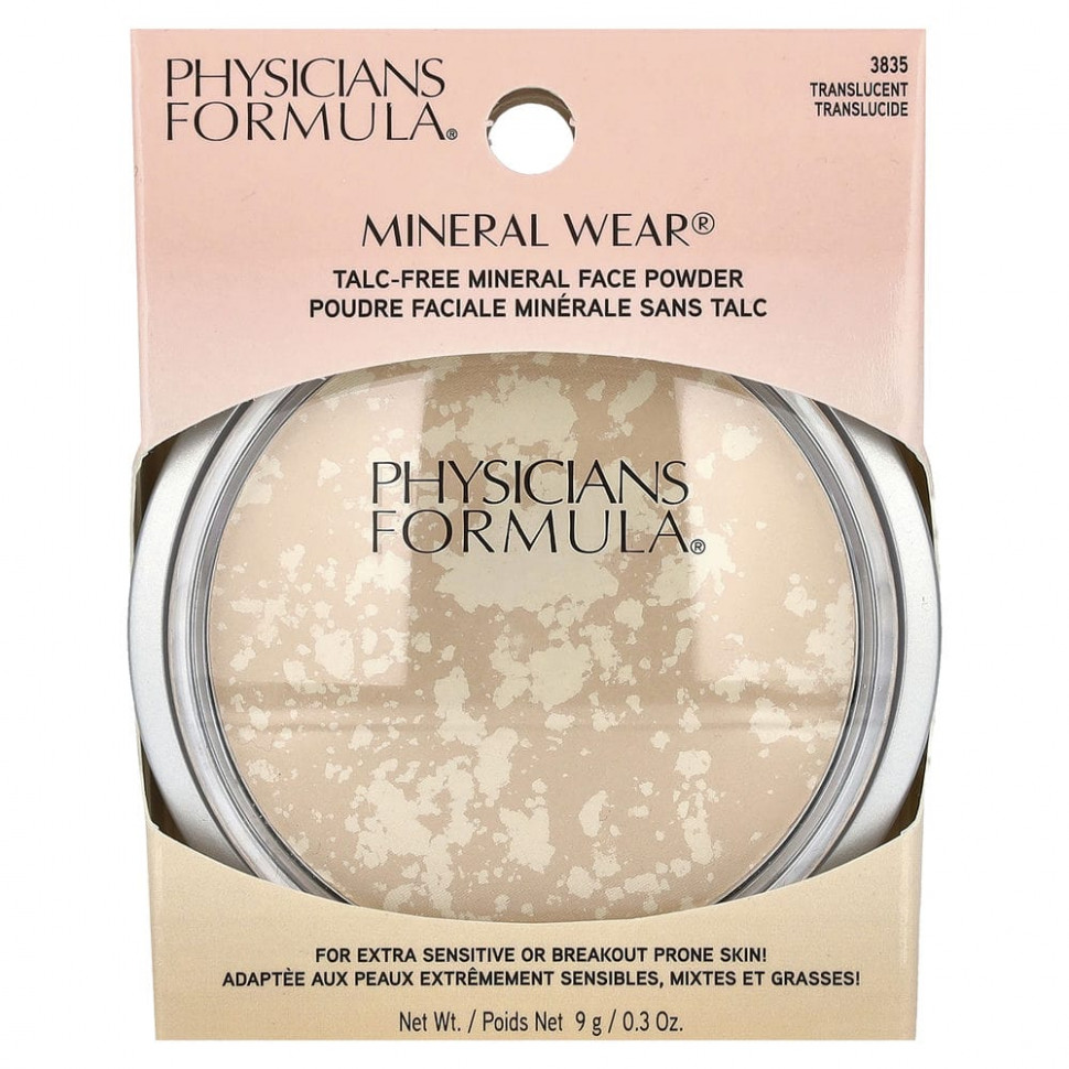 Physicians Formula, Mineral Wear, пудра для лица, SPF 16, полупрозрачная, 9 г (0,3 унции)