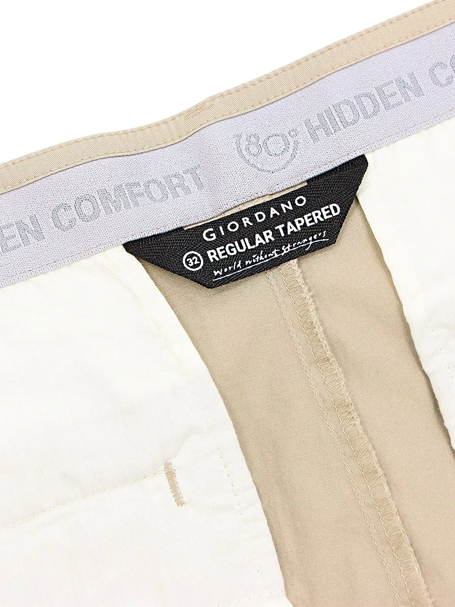 GIORDANO Men's Lightweight Khakis Pants (180° Elastic Waistband) Crockery Khaki