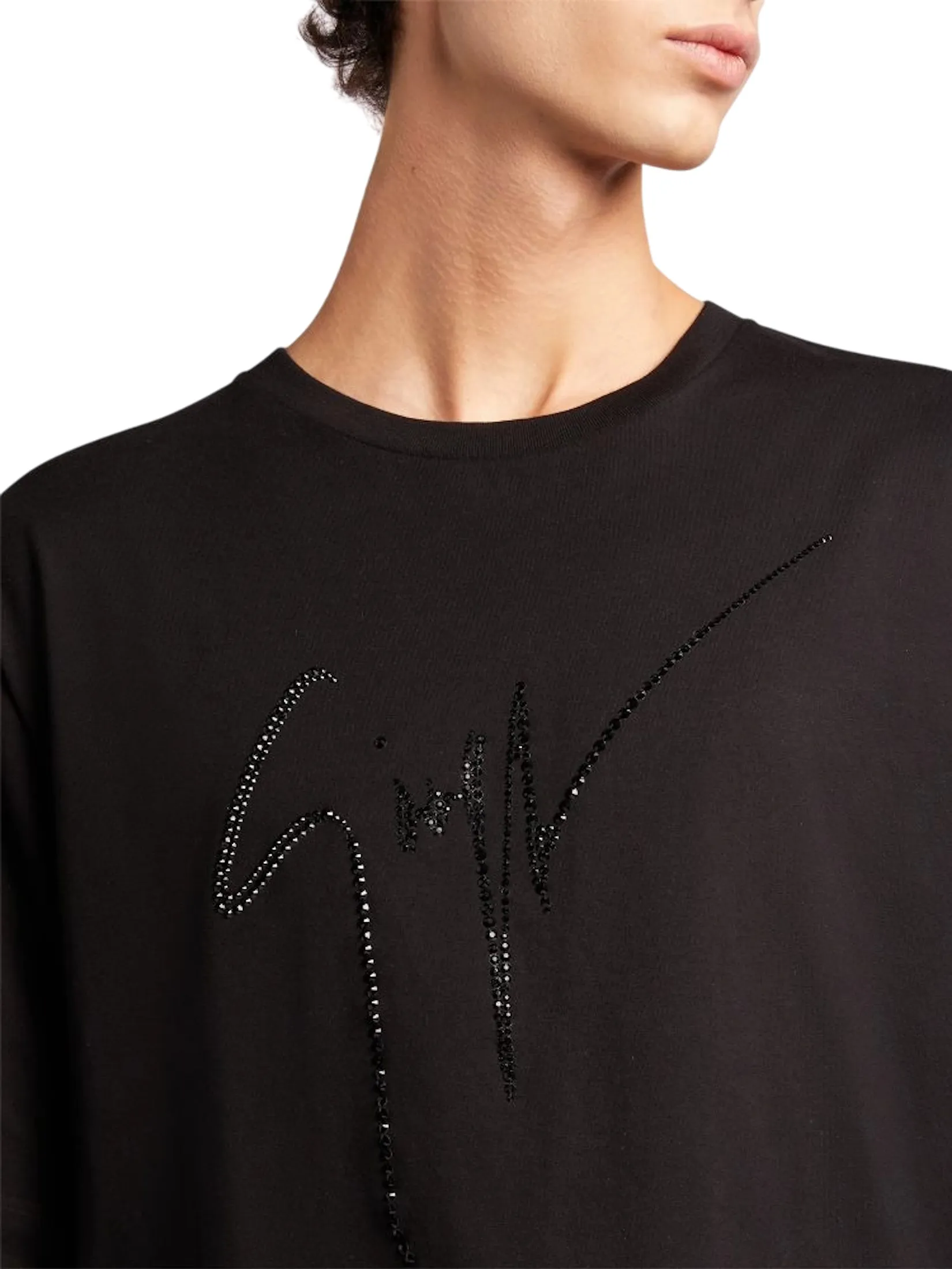 GIUSEPPE ZANOTTI MEN THE T-SHIRT LR-23 NERO-BLACK RHINESTONE