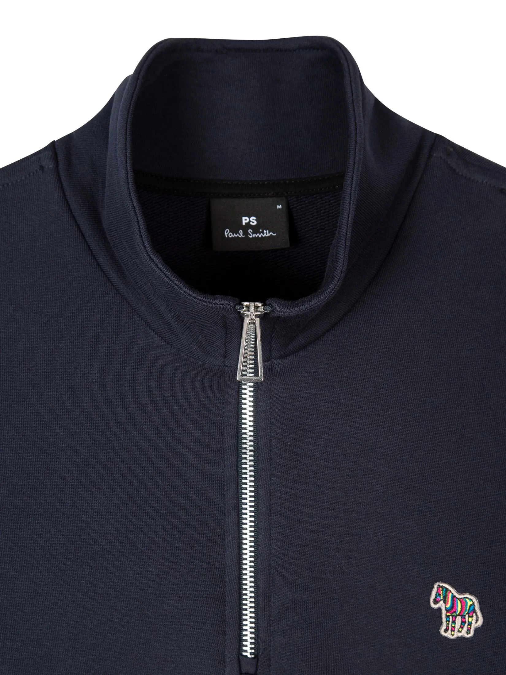PAUL SMITH Sweatshirts Mens M2R-168T-KZEBRA-49 Mens Ls Reg Fit Half Zip Top Zebra Very Dark Navy
