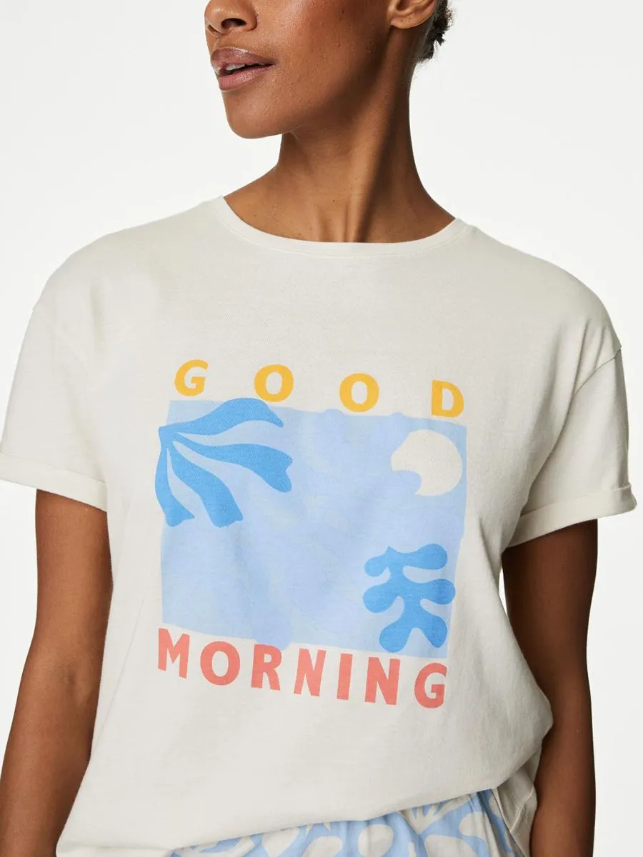 MARKS & SPENCER Women Pyjama Set Pure Cotton Printed