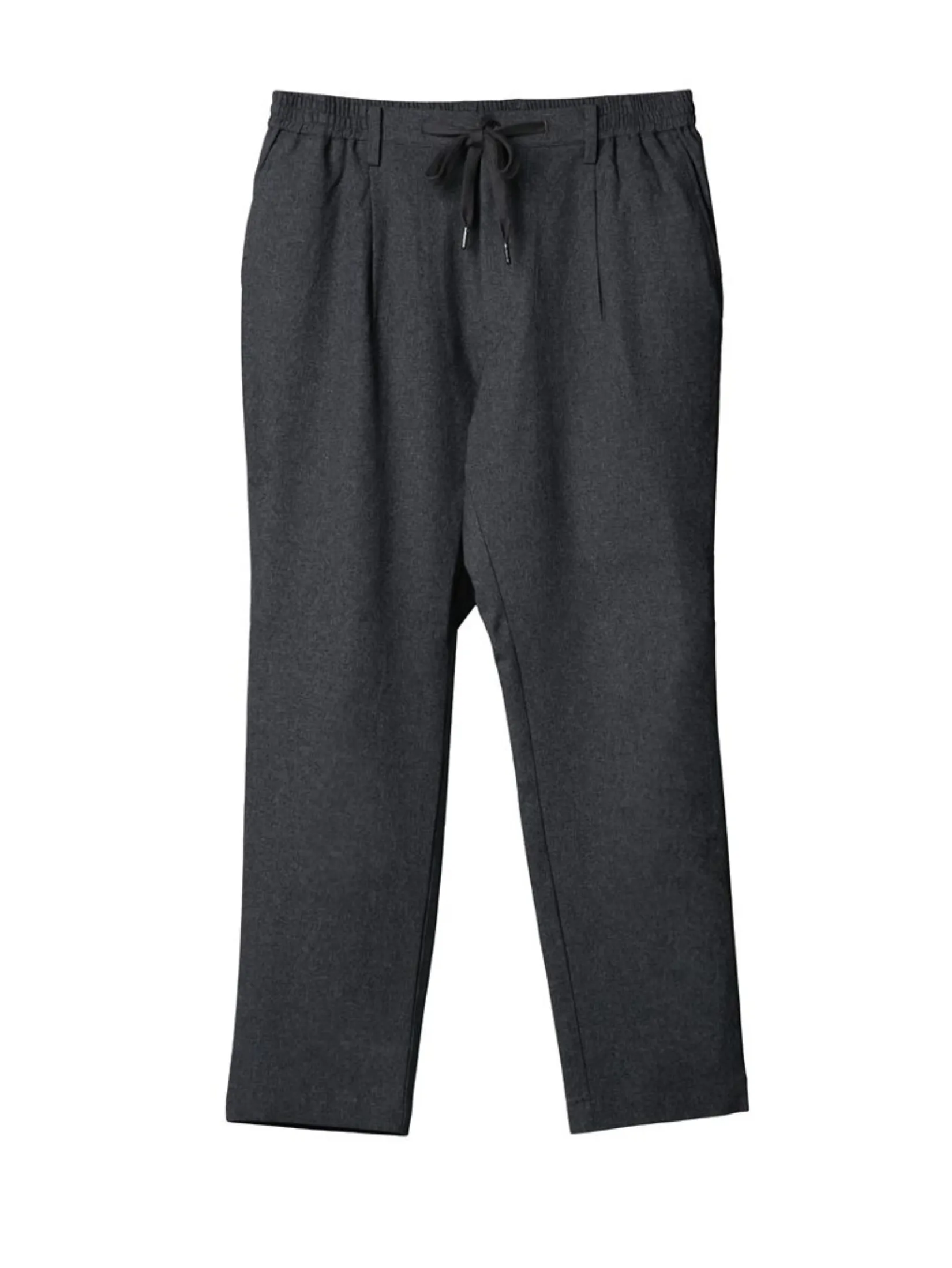 TAKEO KIKUCHI MEN GREY MELANGE DOTAIR WIDE HEM EASY PANTS