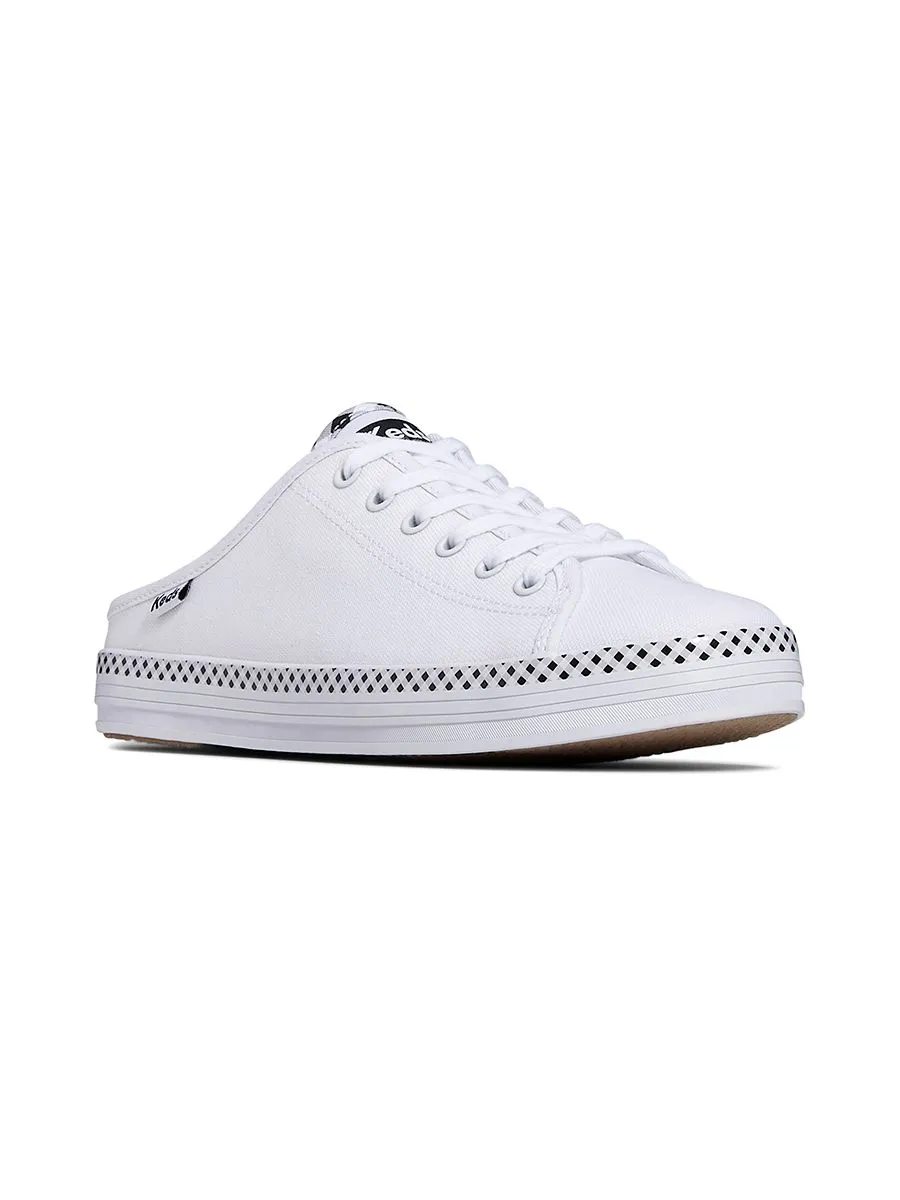 KEDS Women Kickstart Mule Canvas Gingham Pipin White