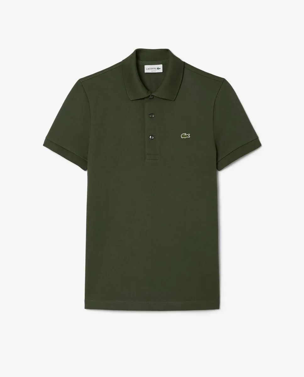 LACOSTE Slim Fit Stretch Mini Piqu  Polo Shirt Grey