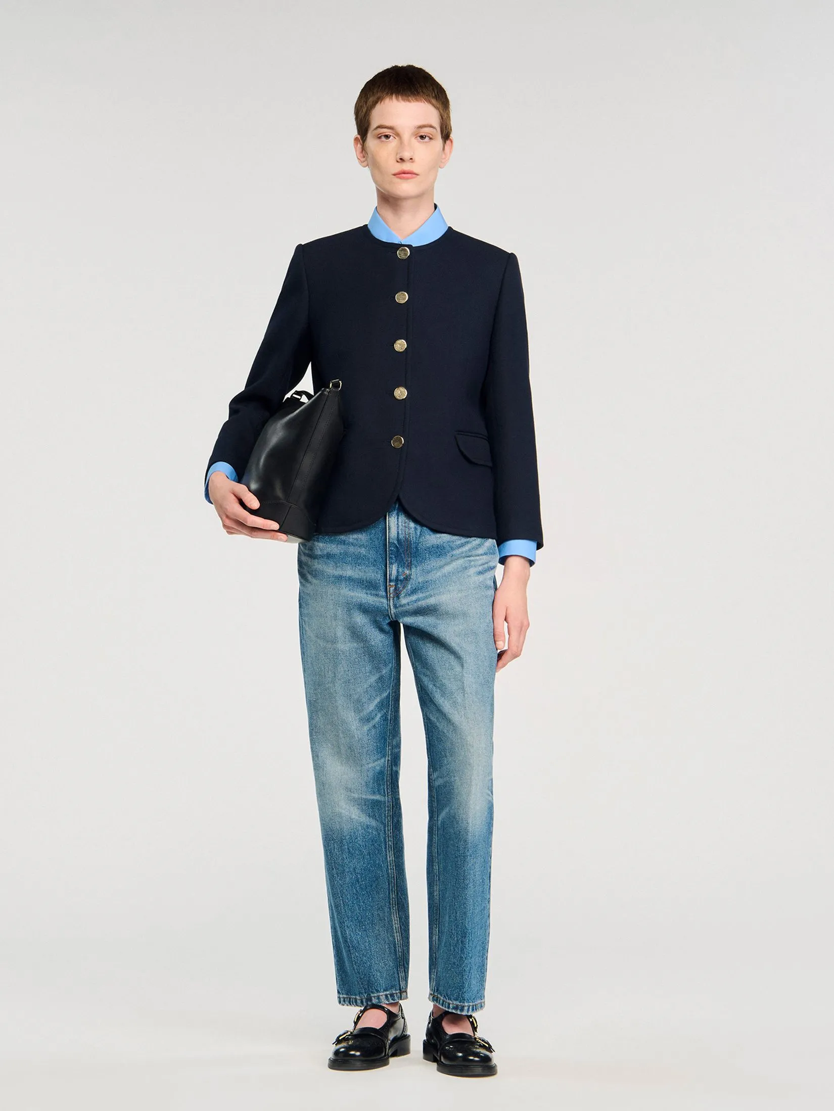 SANDRO Round Collar Jacket