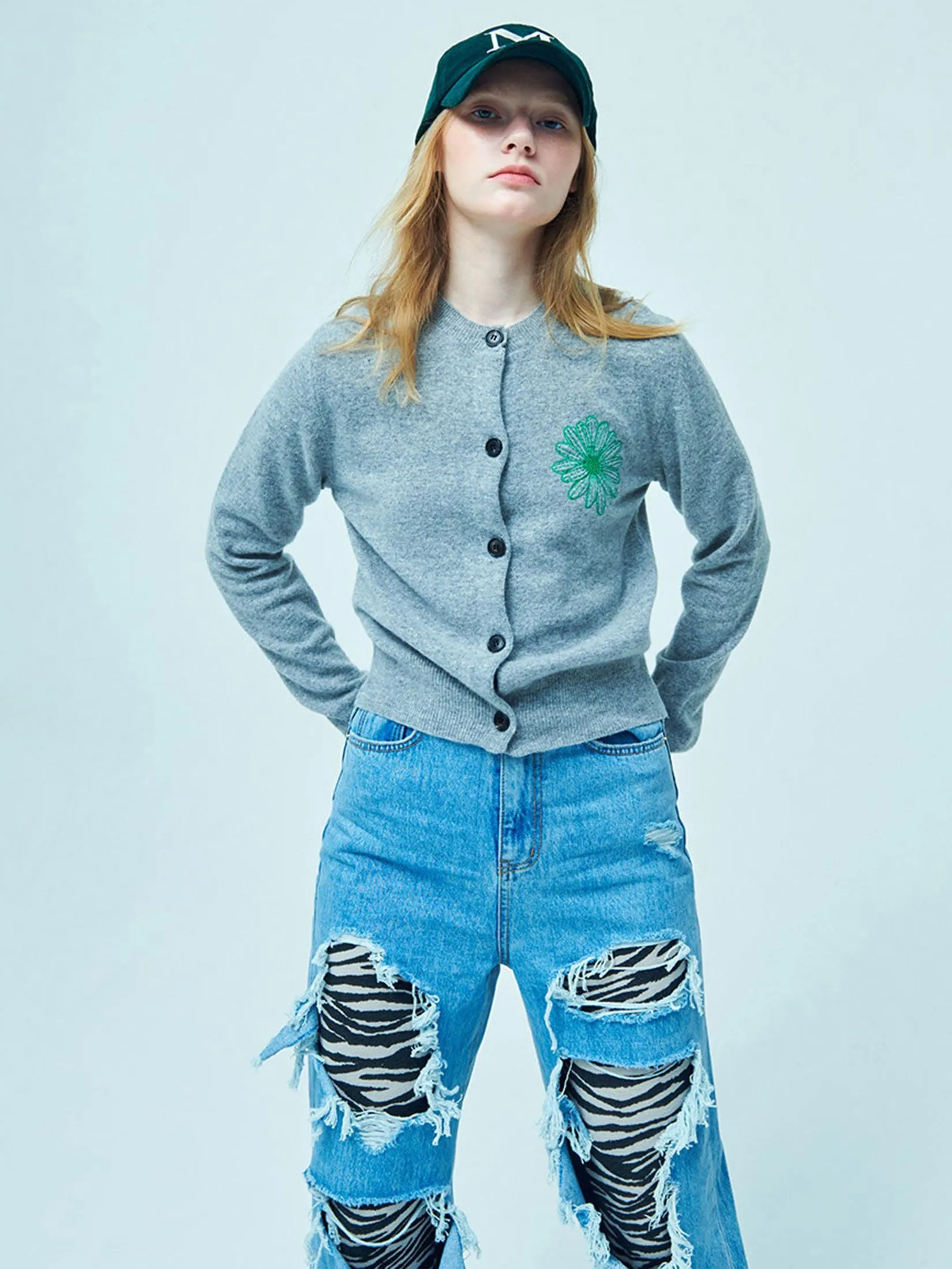 MARDI MERCREDI Cashmere Blended Cardigan Round Neck F