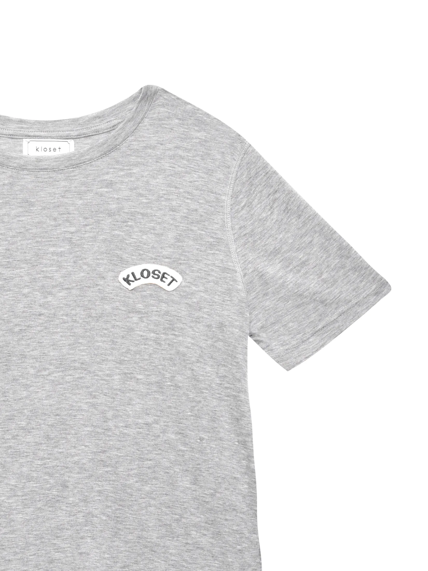 KLOSET (BS25) Women Embroidered Logo T-Shirt Grey