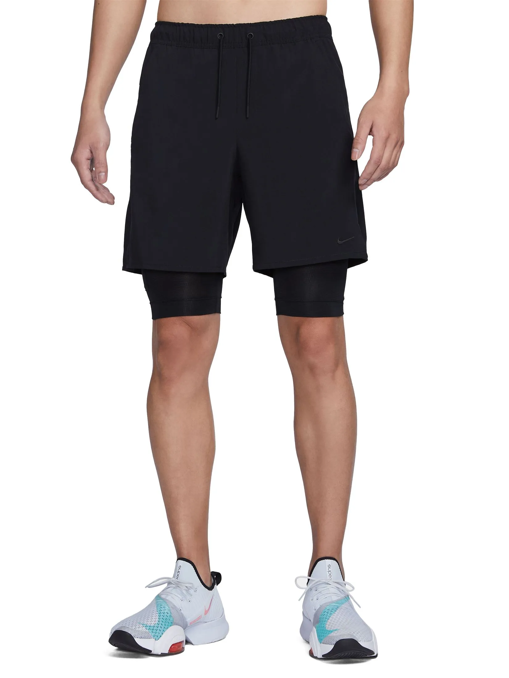 NIKE Men Shorts Unlimited Dri-Fit 7" 2-In-1 DV9335-010 Black/Black/Black/Black