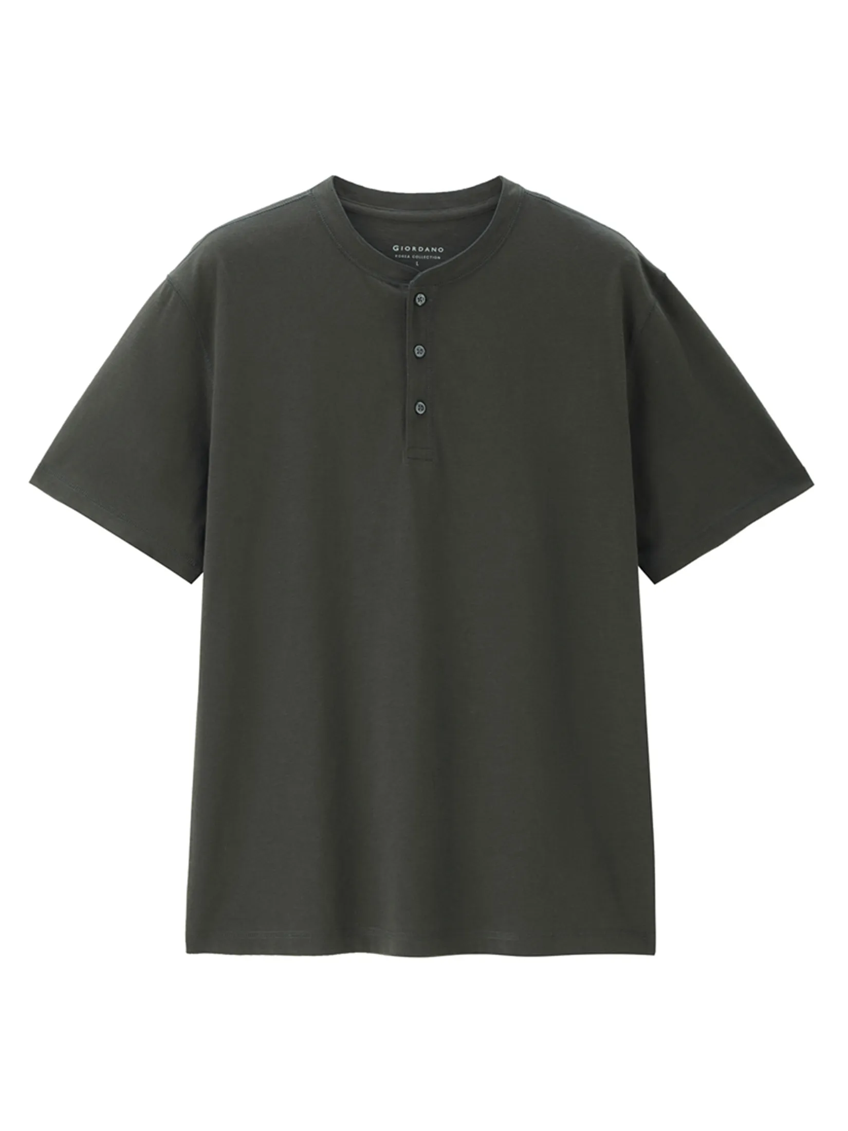 GIORDANO Men s Online Exclusive Cotton Blend Henley T-shirt (Korea) Carbon Grey