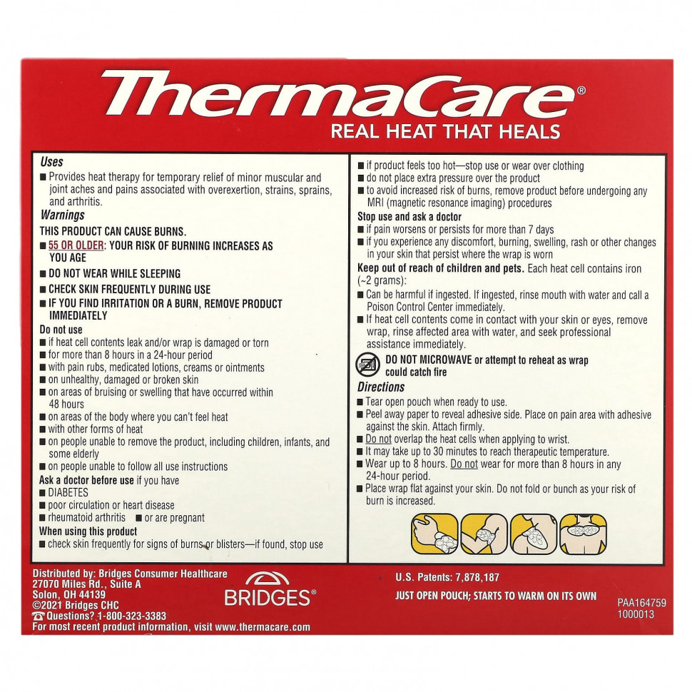 ThermaCare, Облегчение боли в шее, 3 тепловых обертывания для шеи, запястий и плеч