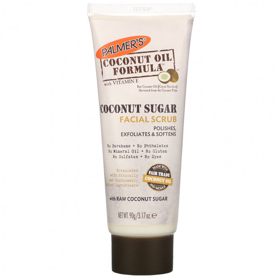 Palmer's, Coconut Oil Formula, Скраб для лица с кокосовым сахаром, 3,17 унции (90 г)