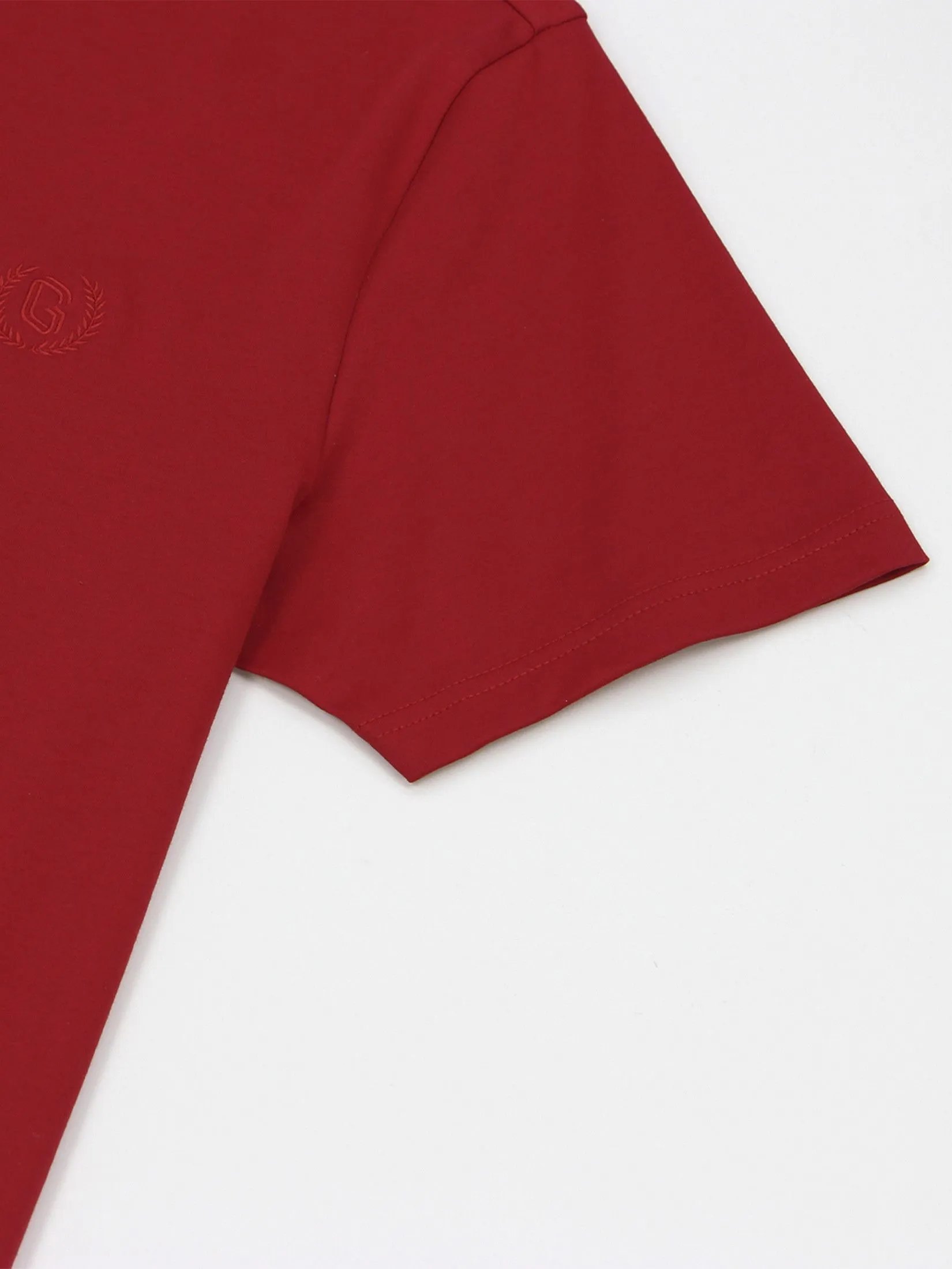 GIORDANO Men's Interlock Embroidery Tee (Liquid Touch) Haute Red