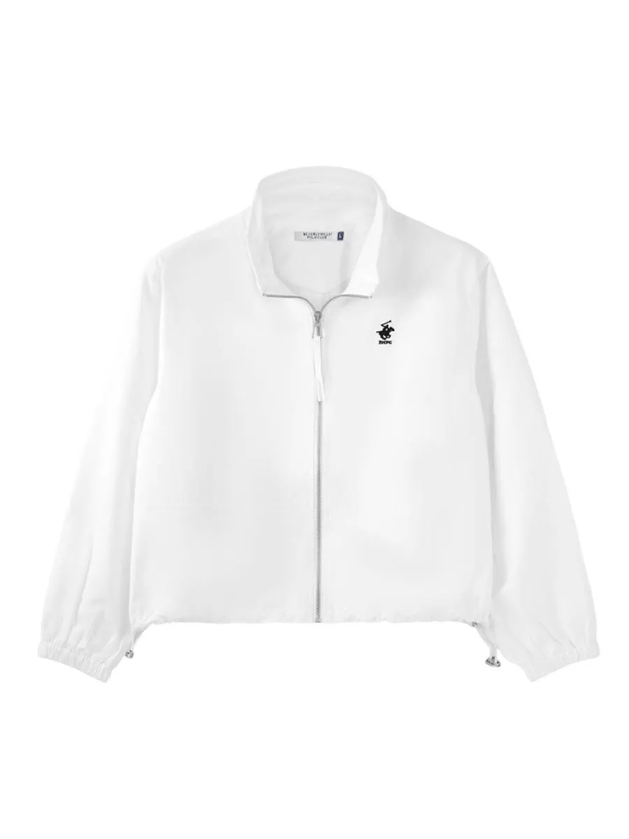BEVERLY HILLS POLO CLUB White Women's long-sleeved cropped jacket