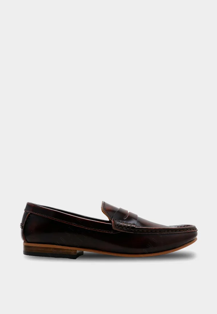 BROWN STONE BROWN STONE CLASSY Penny Loafer European Brush Off Burgundy