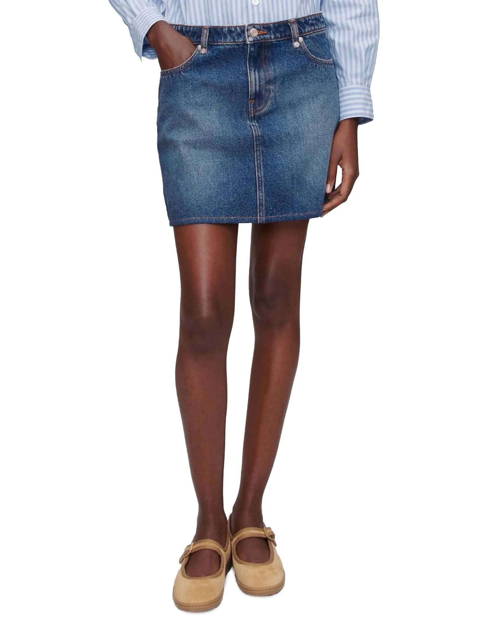 A.P.C. Women Skirt Jupe Moss Ial Indigo Delave Size - 38 EU