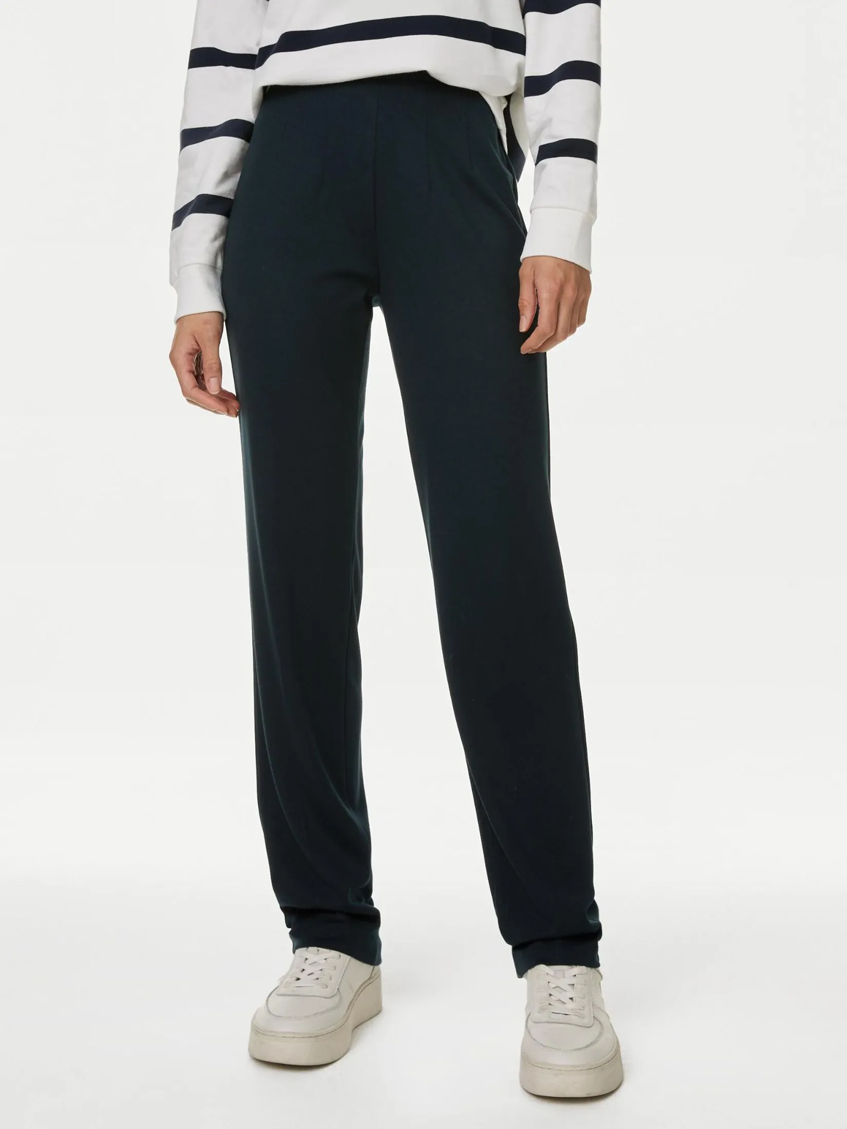 MARKS & SPENCER Women Straight Leg Trousers With Stretch Jersey