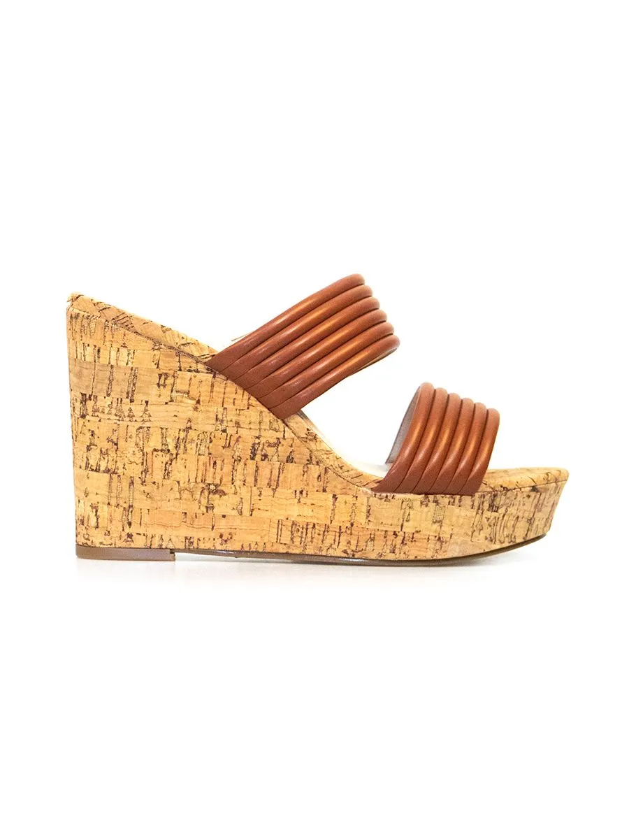 KENNETH COLE Women's platform wedge sandals model CAILYN/COGNAC