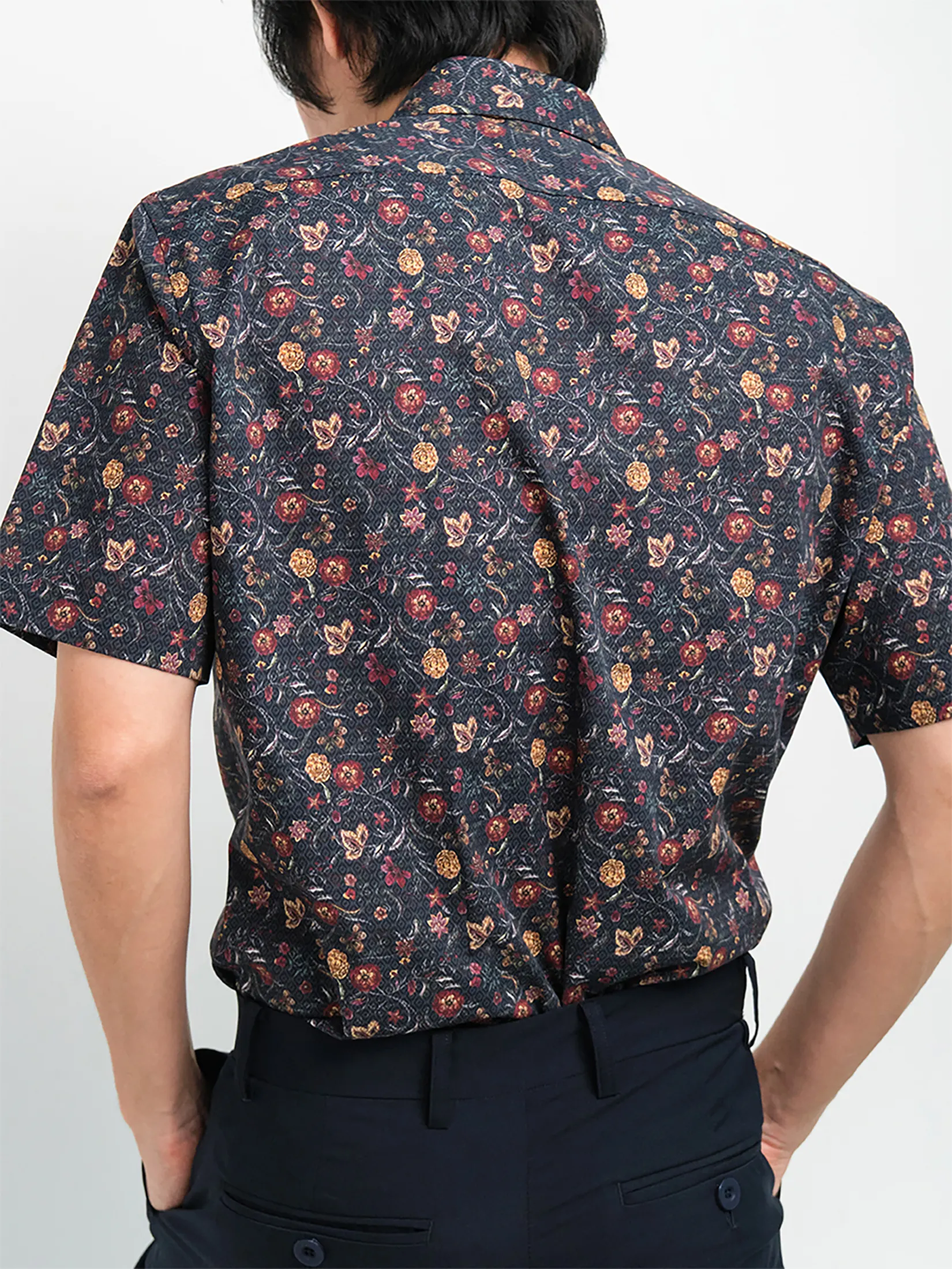 OLYMP MEN SHIRT SHORT SLEEVES CASUAL SHIRT MODERN FIT NAVY BLUE