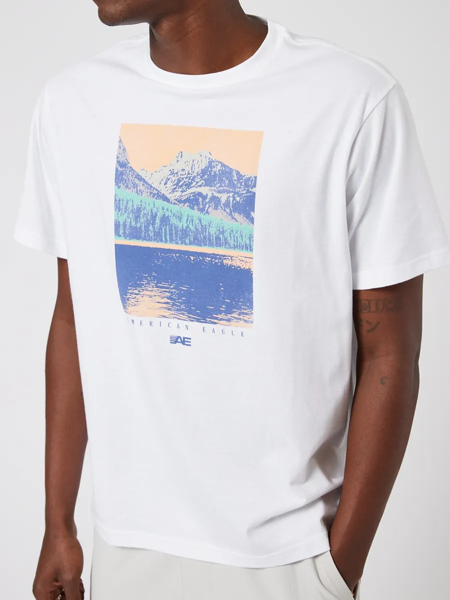 AMERICAN EAGLE MEN G SS 24/7 SET IN TEE- CVC + SERIOUSLY SOFT WASH 100 WHITE