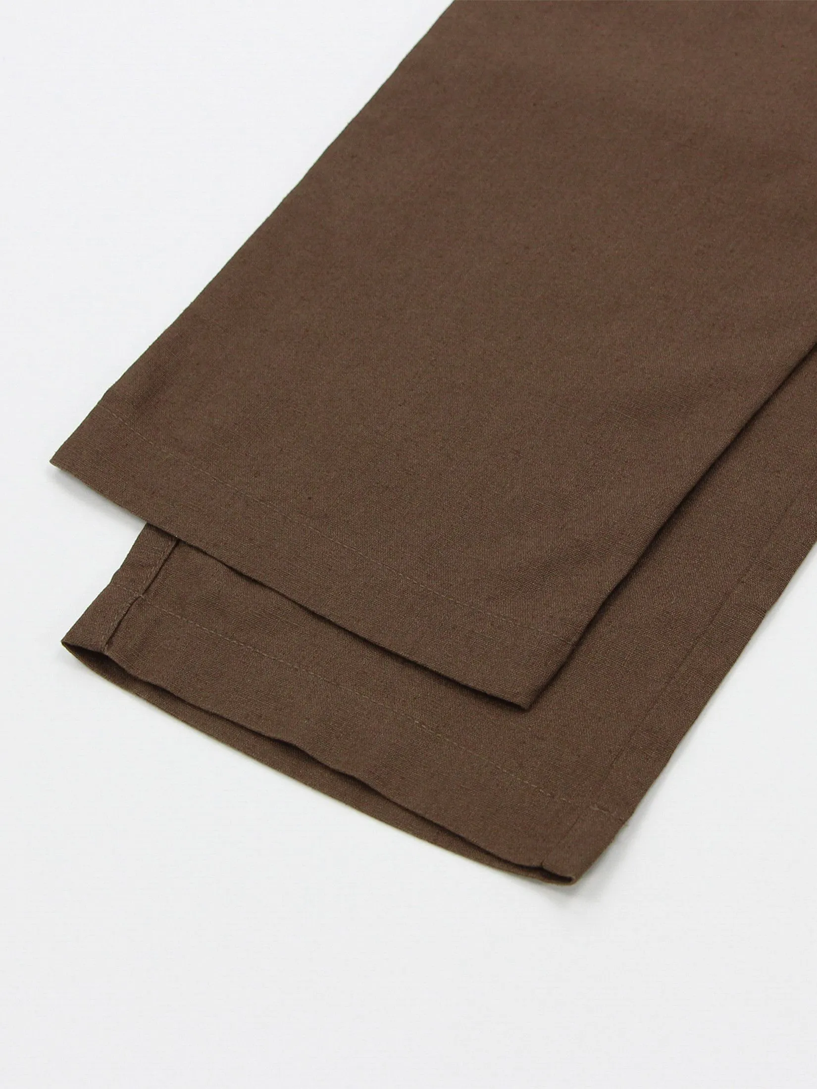 GIORDANO Men's Slim Taper Linen Khaki Pants  Dark Brown