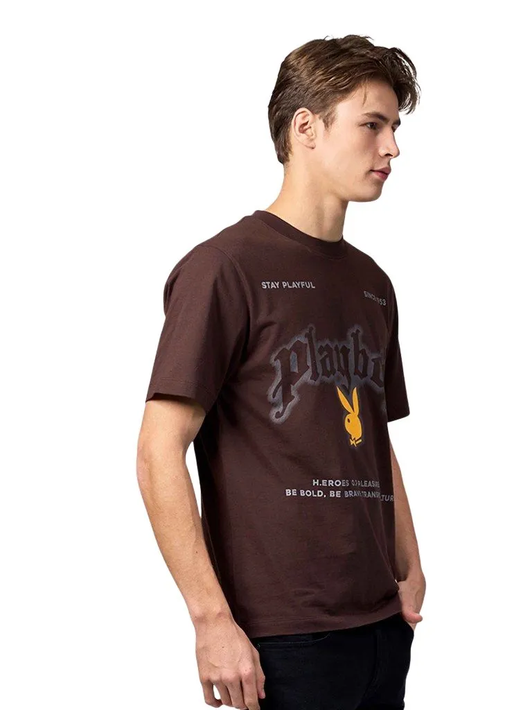 PLAYBOY Men's T-Shirt Colour brown