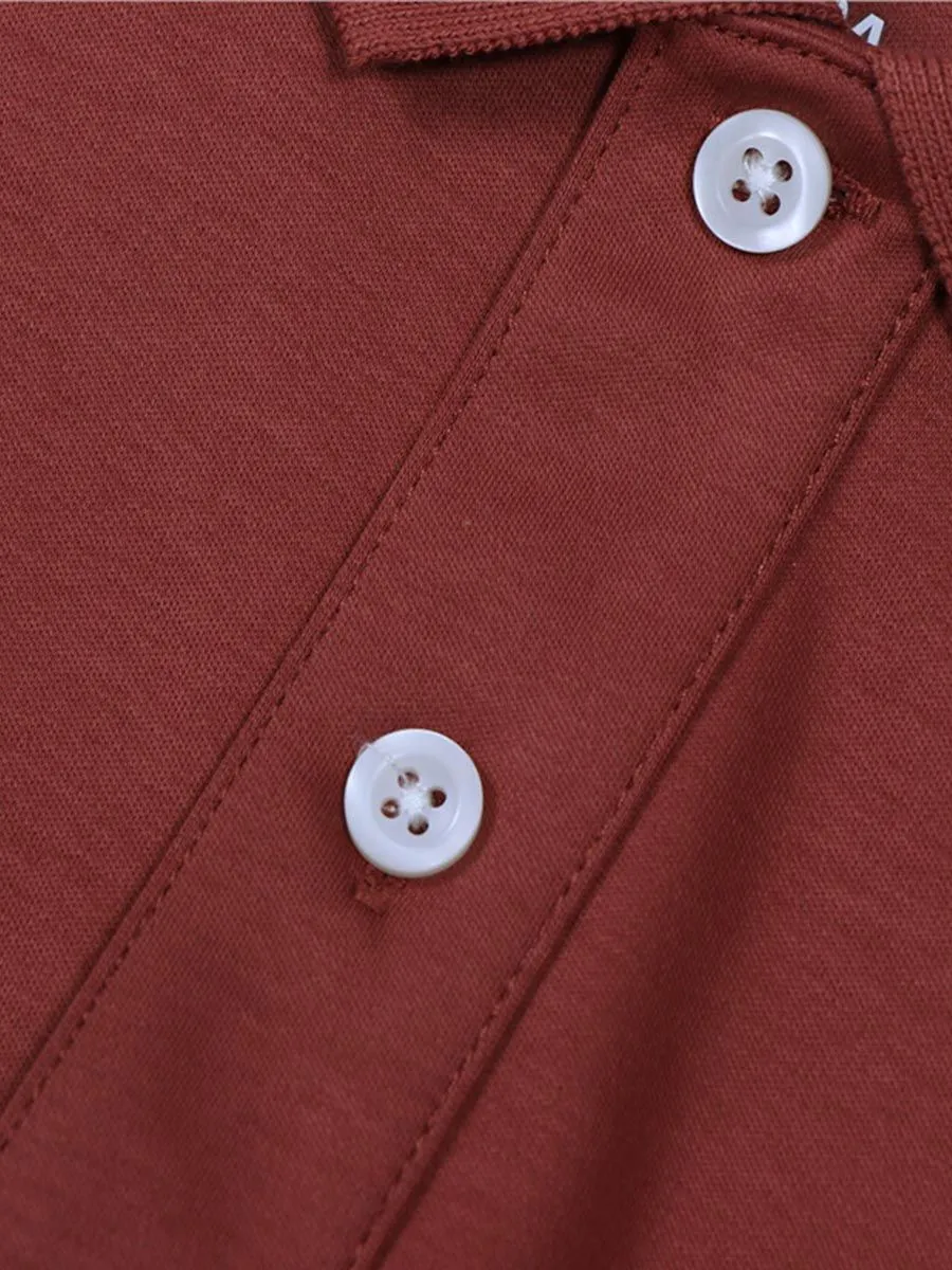 GIORDANO Men's short sleeve polo shirt interlock fabric Red Brown