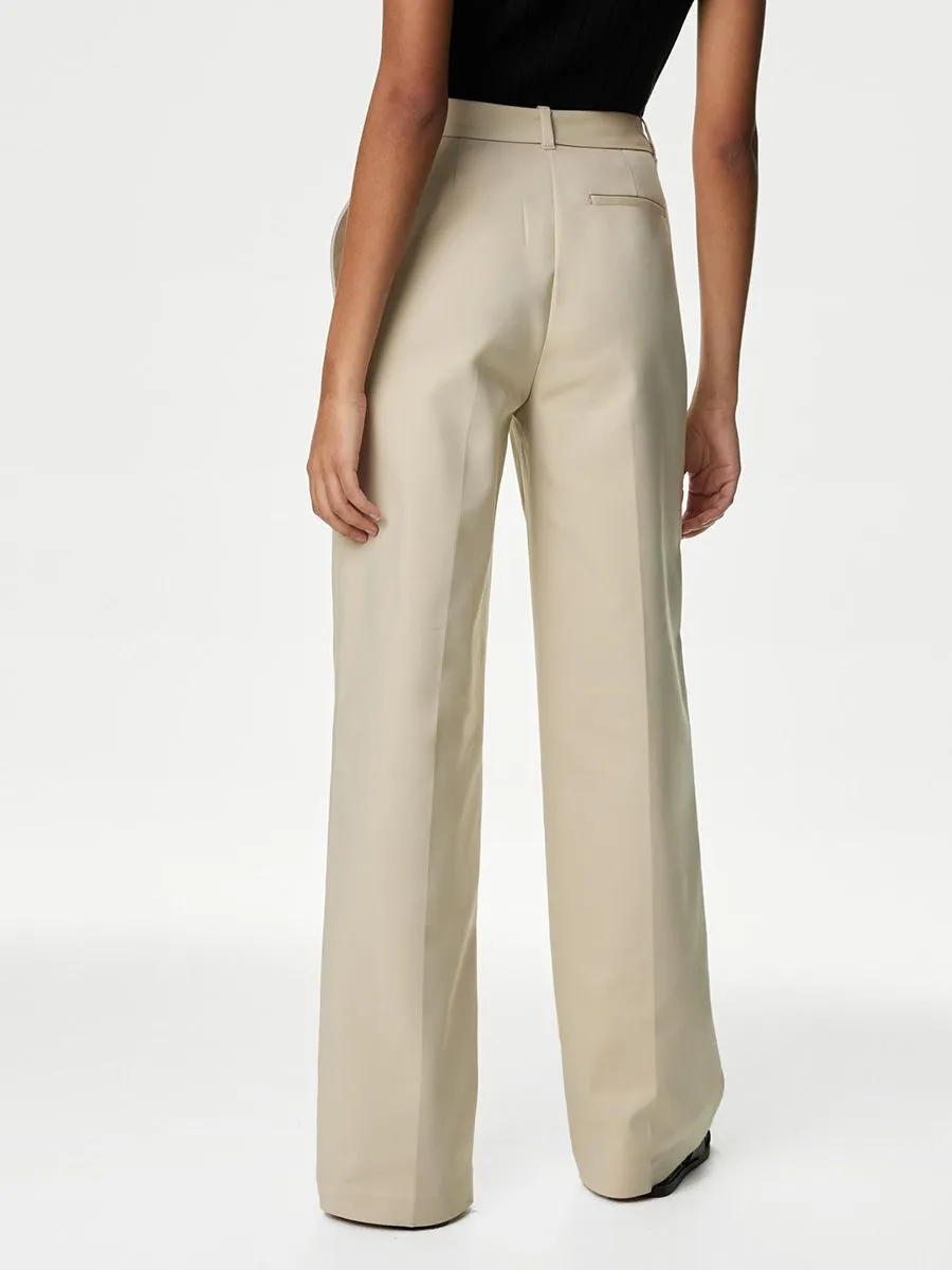 MARKS & SPENCER Women Chinos Cotton Blend Wide Leg