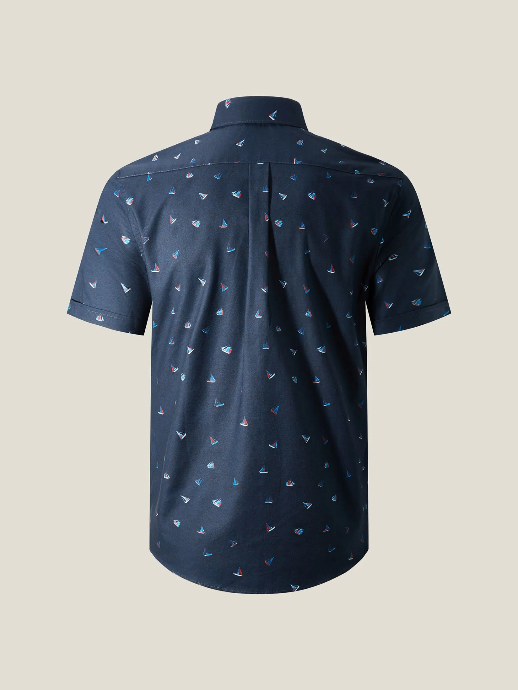 G2000 Men Clothing Cotton Digital Print Oxford Short Sleeve Casual Shirt  Smart Fit - Navy