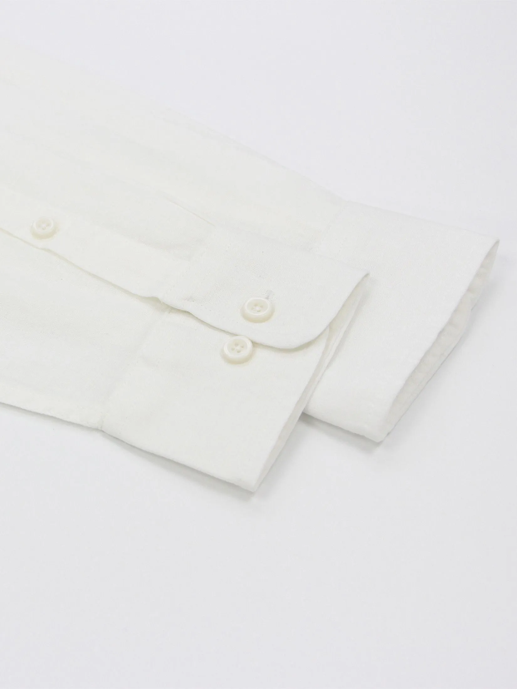 GIORDANO Men's Slim Mandarin Collar Linen Shirt Signature White