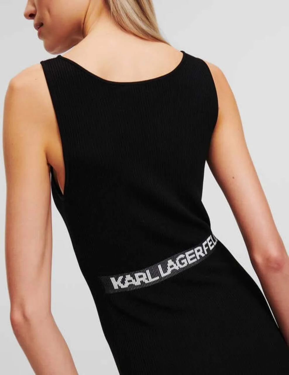 KARL LAGERFELD SLEEVELESS RIB WOMEN KNIT DRESS BLACK
