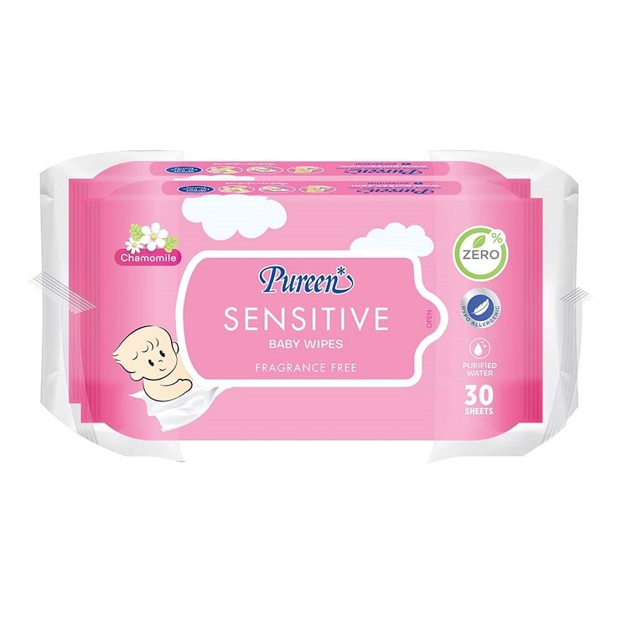 Pureen Baby Wipes Sensitive 30 Sheets Twin Pack