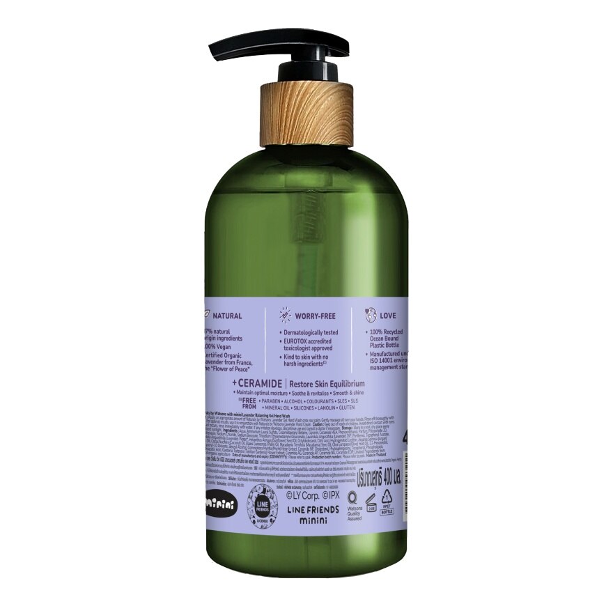 Naturals By Watsons With Mnini Lavender Balancing Gel Hand Wash 400ml. (Minini)