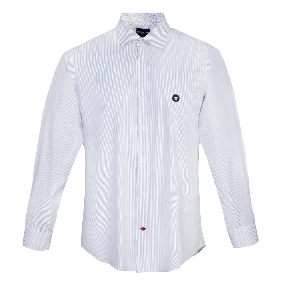 BROWNE & CO. White French Collar Long Sleeves Shirt Size - L