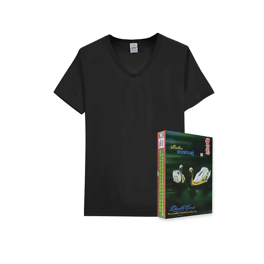 DOUBLE GOOSE Double goose Classic black V-neck T-shirts pack 3 pcs. Size - 3XL
