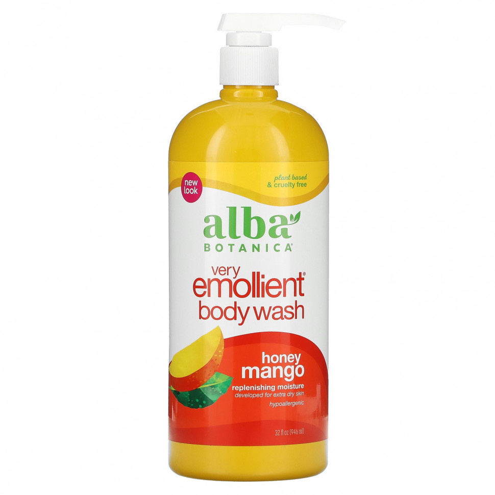 Alba Botanica, Very Emollient, гель для душа и ванны, манго с медом, 946 мл (32 жидк. унции) - ALB-00562-Исцеляющая сила трав