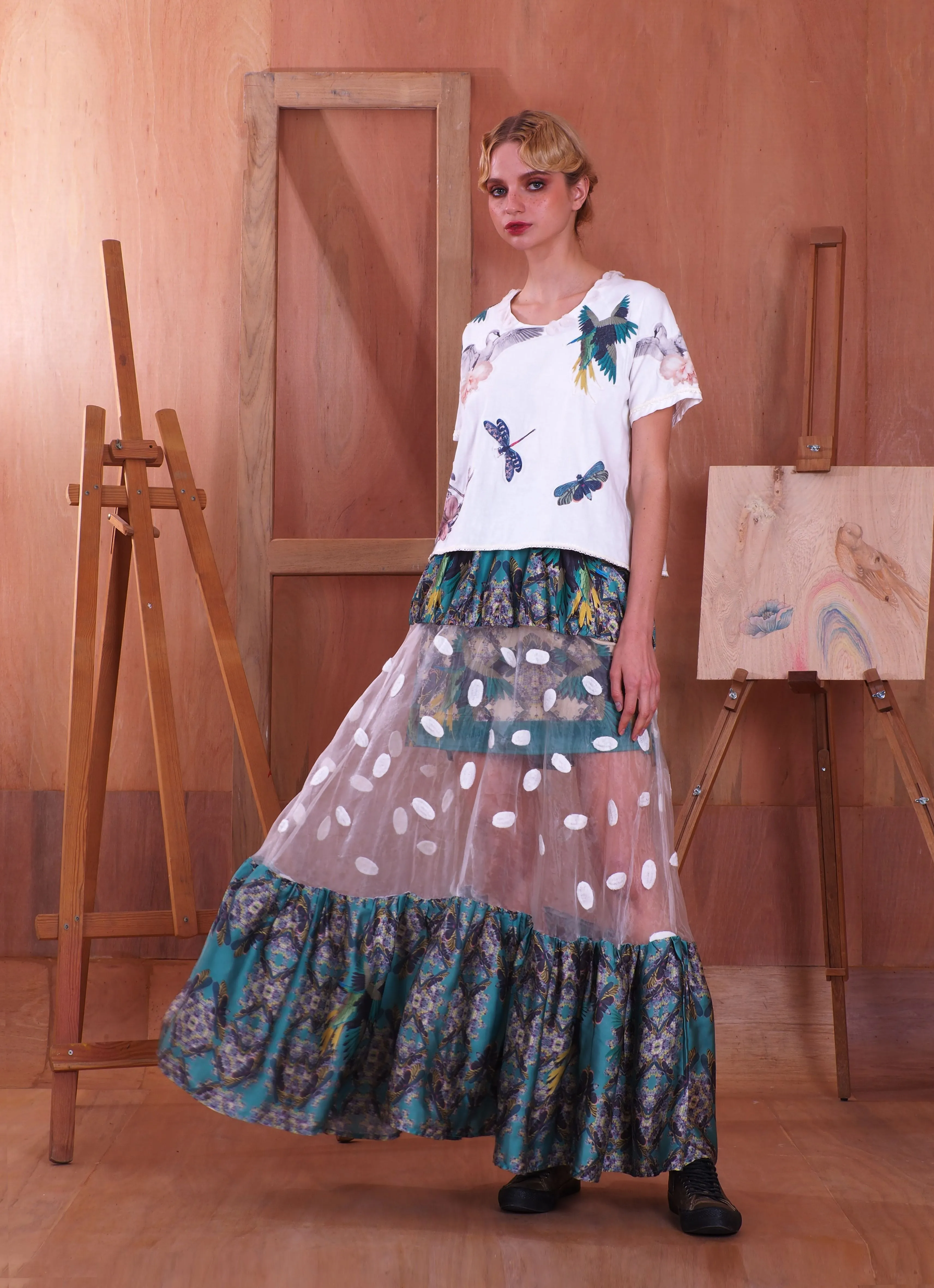 PEDZ Green Pedz Aesthetic Wing Maxi Skirt