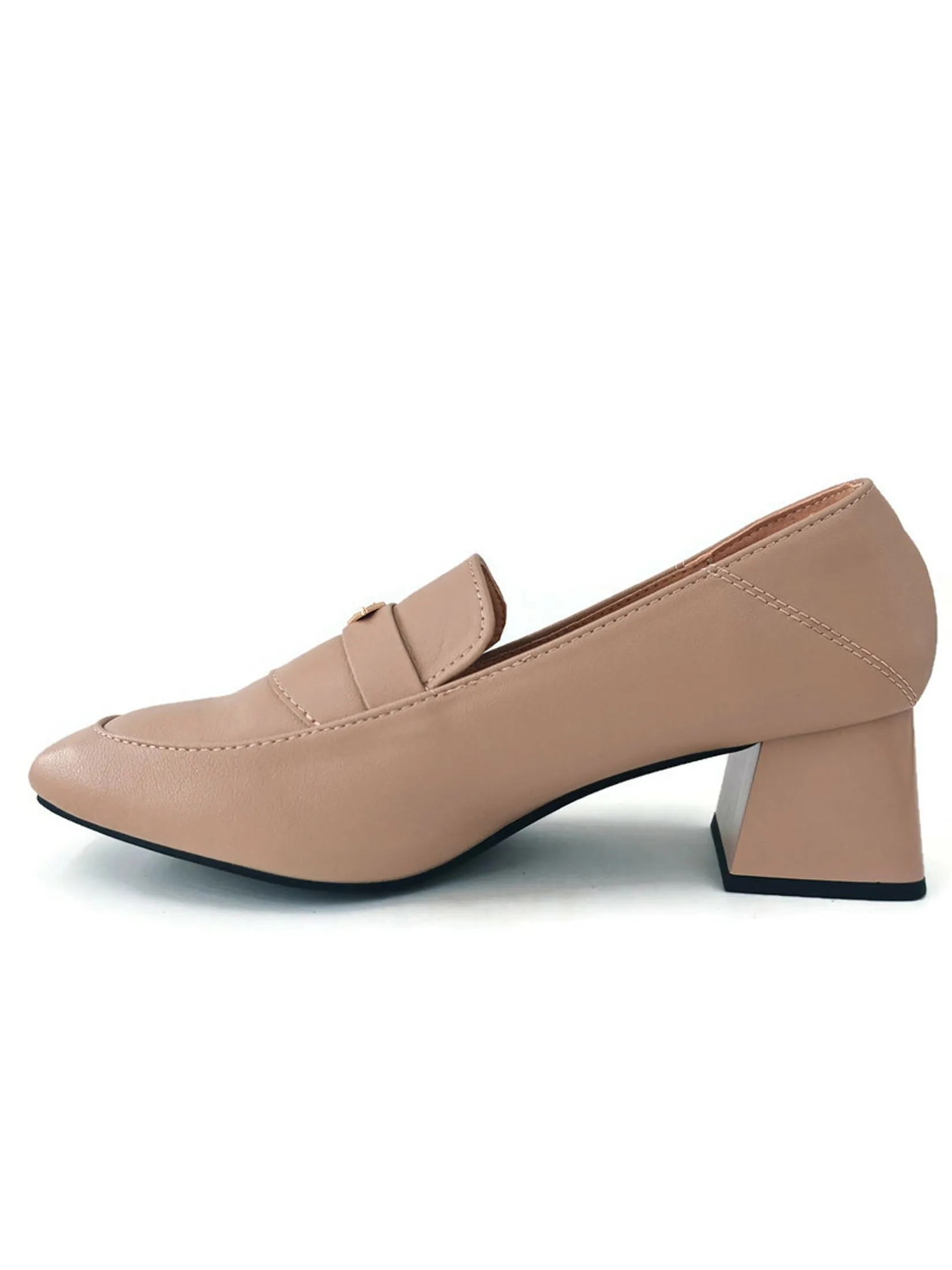 KLIN Woman Blocked Heels Loafer Camel