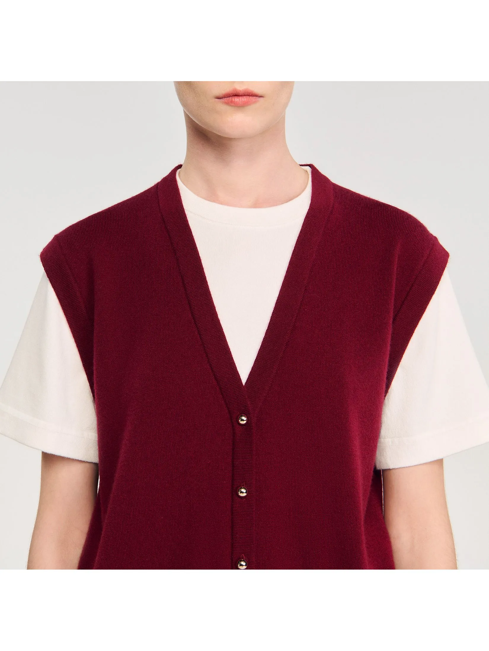 SANDRO Two-Tone Wool and Cashmere Sweater