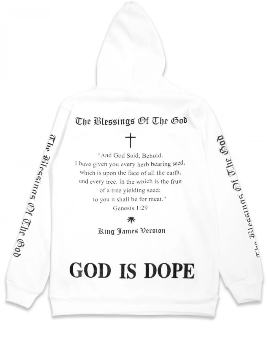 TZ WORLDWIDE Men HOODIE TZ GODISDOPE HOODIE WHITE