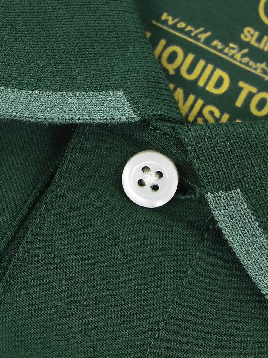 GIORDANO Men's Slim Fit Embroidery Bold Polo (Liquid Touch) Sycamore green