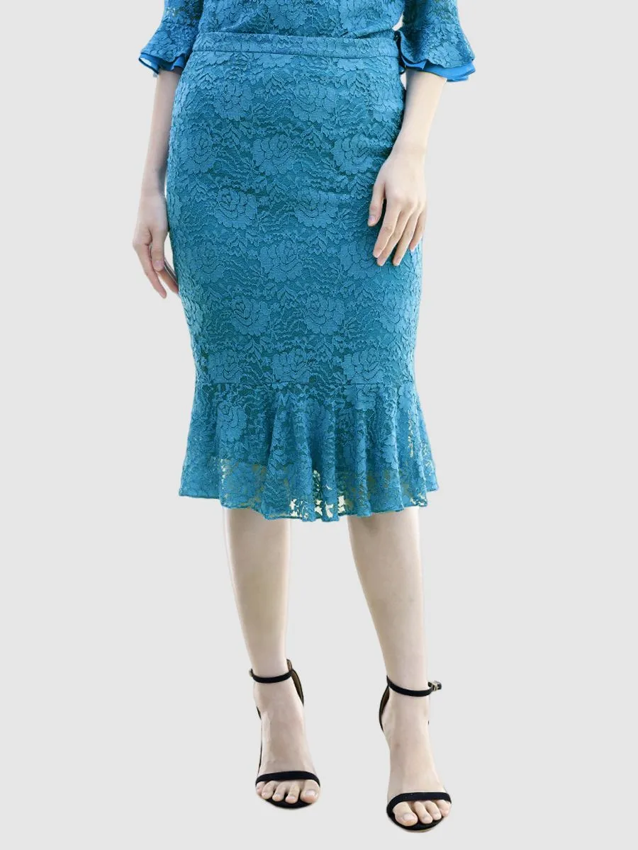 MIKIKO Women  Skirt Fancy Lace Blue Size - L