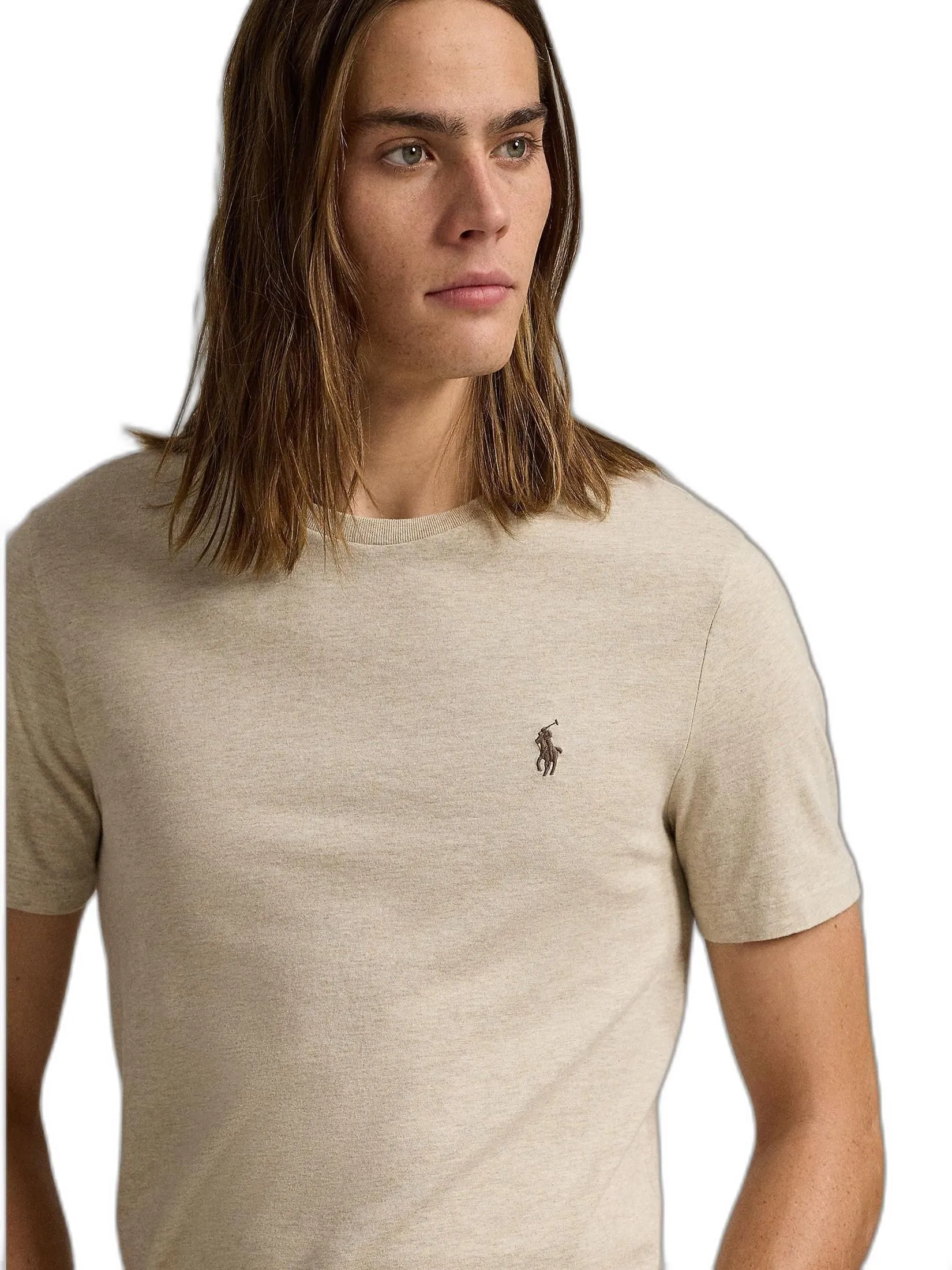 POLO RALPH LAUREN TEE-Custom Slim Fit Jersey Crewneck T-Shirt MNPOTSH1N820754 020 GREY