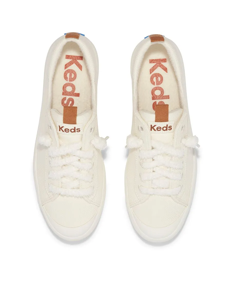 KEDS Women Kickback Toe Cap Heavy Twill White