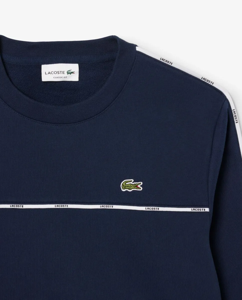 LACOSTE Logo Trim Fleece Sweatshirt Blue