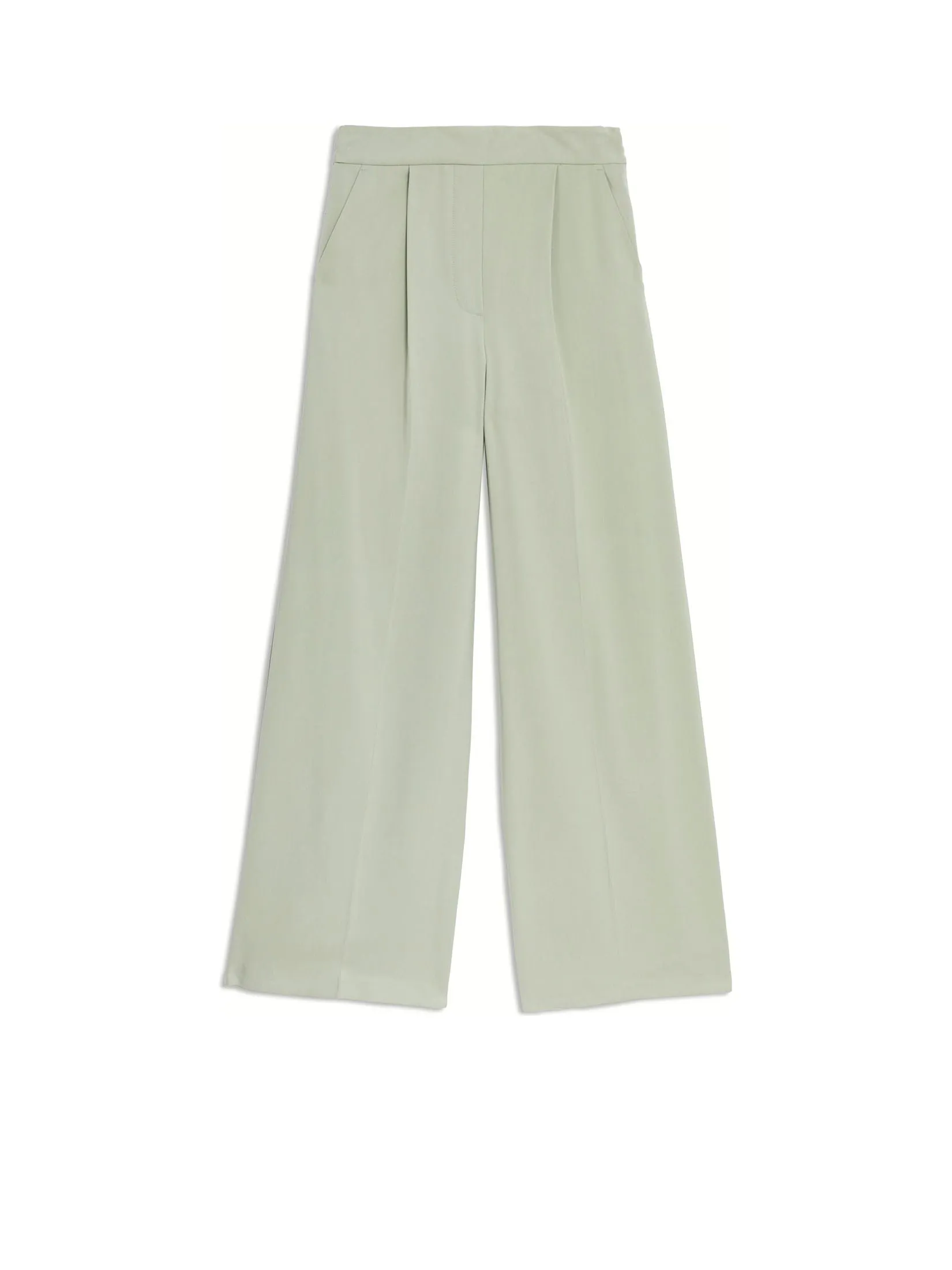 MARKS & SPENCER Women Wide Leg Trousers Pleat Front Soft Green